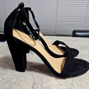 Express Black Block Stiletto Heels With Ankle Strap Size 10